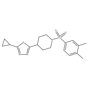 2-Cyclopropyl-5-(1-((3,4-dimethylphenyl)sulfonyl)piperidin-4-yl)-1,3,4-thiadiazole结构式