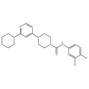 N-(3-chloro-4-fluorophenyl)-4-[6-(piperidin-1-yl)pyrimidin-4-yl]piperazine-1-carboxamide结构式