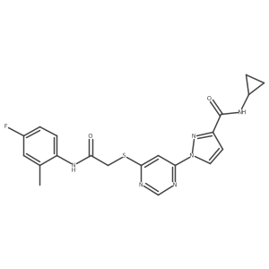 N-cyclopropyl-1-(6-((2-((4-fluoro-2-methylphenyl)amino)-2-oxoethyl)thio)pyrimidin-4-yl)-1H-pyrazole-3-carboxamide结构式