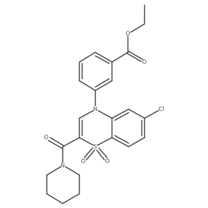 ethyl 3-[6-chloro-1,1-dioxido-2-(piperidin-1-ylcarbonyl)-4H-1,4-benzothiazin-4-yl]benzoate Structure
