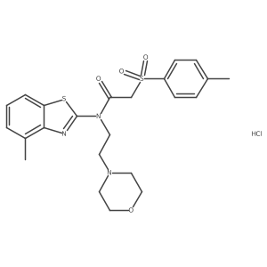 N-(4-methylbenzo[d]thiazol-2-yl)-N-(2-morpholinoethyl)-2-tosylacetamide hydrochloride结构式