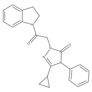 3-cyclopropyl-1-(2-(indolin-1-yl)-2-oxoethyl)-4-phenyl-1H-1,2,4-triazol-5(4H)-one结构式