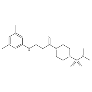 4-{3-[(4,6-dimethyl-2-pyrimidinyl)amino]propanoyl}-N,N-dimethyltetrahydro-1(2H)-pyrazinesulfonamide结构式