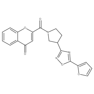 2-(3-(5-(furan-2-yl)-1,2,4-oxadiazol-3-yl)pyrrolidine-1-carbonyl)-4H-chromen-4-one Structure
