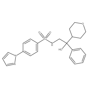 N-(2-hydroxy-2-phenyl-2-(tetrahydro-2H-pyran-4-yl)ethyl)-4-(1H-pyrazol-1-yl)benzenesulfonamide结构式
