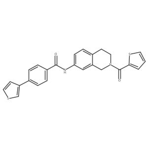 4-(thiophen-3-yl)-N-(2-(thiophene-2-carbonyl)-1,2,3,4-tetrahydroisoquinolin-7-yl)benzamide Structure