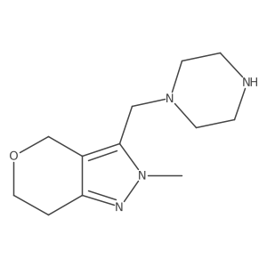 1-({2-methyl-2H,4H,6H,7H-pyrano[4,3-c]pyrazol-3-yl}methyl)piperazine结构式