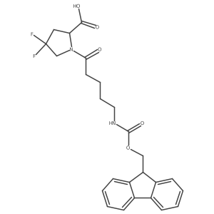 1-[5-({[(9H-fluoren-9-yl)methoxy]carbonyl}amino)pentanoyl]-4,4-difluoropyrrolidine-2-carboxylic acid结构式