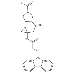 1-{2-[1-({[(9H-fluoren-9-yl)methoxy]carbonyl}amino)cyclopropyl]acetyl}pyrrolidine-3-carboxylic acid结构式