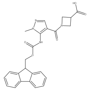 1-[5-({[(9H-fluoren-9-yl)methoxy]carbonyl}amino)-1-methyl-1H-pyrazole-4-carbonyl]azetidine-3-carboxylic acid结构式