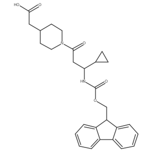 2-{1-[3-cyclopropyl-3-({[(9H-fluoren-9-yl)methoxy]carbonyl}amino)propanoyl]piperidin-4-yl}acetic acid结构式