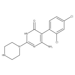 6-Amino-5-(2,4-dichlorophenyl)-2-(piperazin-1-yl)-3,4-dihydropyrimidin-4-one Structure
