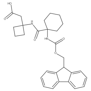 2-{1-[1-({[(9H-fluoren-9-yl)methoxy]carbonyl}amino)cyclohexaneamido]cyclobutyl}acetic acid Structure