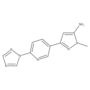 1-methyl-3-[6-(1H-1,2,4-triazol-1-yl)pyridin-3-yl]-1H-pyrazol-5-amine结构式