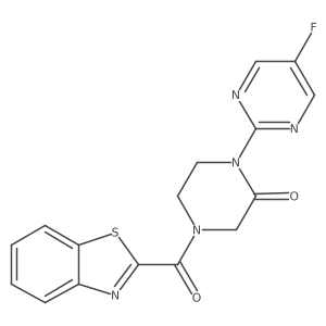 4-(1,3-Benzothiazole-2-carbonyl)-1-(5-fluoropyrimidin-2-yl)piperazin-2-one Structure