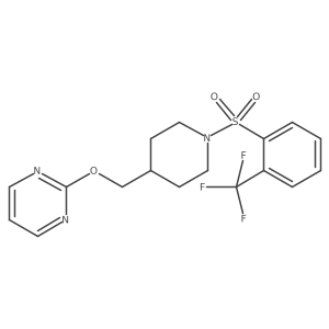 2-({1-[2-(Trifluoromethyl)benzenesulfonyl]piperidin-4-yl}methoxy)pyrimidine Structure