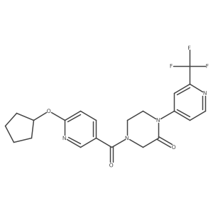 4-(6-Cyclopentyloxypyridine-3-carbonyl)-1-[2-(trifluoromethyl)pyridin-4-yl]piperazin-2-one结构式