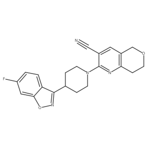 2-[4-(6-fluoro-1,2-benzoxazol-3-yl)piperidin-1-yl]-5H,7H,8H-pyrano[4,3-b]pyridine-3-carbonitrile结构式