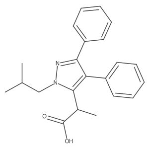 I+/--Methyl-1-(2-methylpropyl)-3,4-diphenyl-1H-pyrazole-5-acetic acid结构式