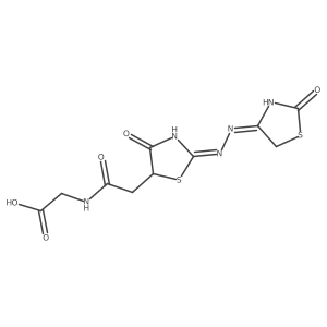 2-(2-((E)-4-oxo-2-((E)-(2-oxothiazolidin-4-ylidene)hydrazono)thiazolidin-5-yl)acetamido)acetic acid Structure