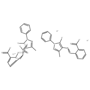 Dihydrogen (2-((3-methyl-5-(oxo-kappaO)-1-phenyl-4,5-dihydro-1H-pyrazol-4-yl)diazenyl-kappaN1)benzoato(2-)-kappaO)(2-((3-methyl-5-(oxo-kappaO)-1-phenyl-4,5-dihydro-1H-pyrazol-4-yl)diazenyl-kappaN1)-4-sulfobenzoato(3-)-kappaO)chromate(2-) Structure
