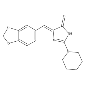 5-(1,3-benzodioxol-5-ylmethylene)-2-piperidino-3,5-dihydro-4H-imidazol-4-one结构式