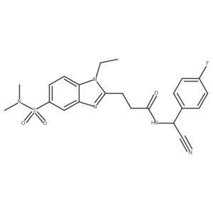 N-[cyano(4-fluorophenyl)methyl]-3-[5-(dimethylsulfamoyl)-1-ethyl-1H-1,3-benzodiazol-2-yl]propanamide结构式