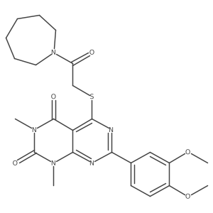 5-((2-(azepan-1-yl)-2-oxoethyl)thio)-7-(3,4-dimethoxyphenyl)-1,3-dimethylpyrimido[4,5-d]pyrimidine-2,4(1H,3H)-dione Structure