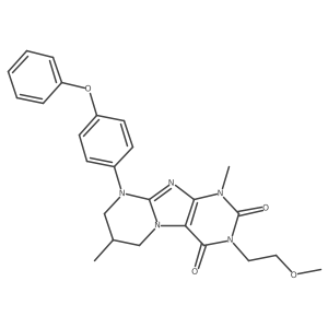 3-(2-methoxyethyl)-1,7-dimethyl-9-(4-phenoxyphenyl)-6,7,8,9-tetrahydropyrimido[2,1-f]purine-2,4(1H,3H)-dione Structure