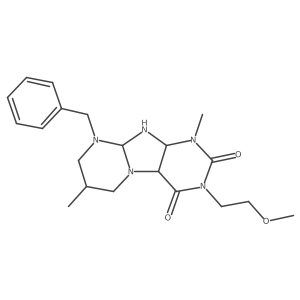 9-benzyl-3-(2-methoxyethyl)-1,7-dimethyl-6,7,8,9a,10,10a-hexahydro-4aH-purino[7,8-a]pyrimidine-2,4-dione结构式