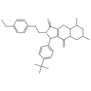 1-(4-tert-butylphenyl)-2-[2-(4-methoxyphenyl)ethyl]-5,7-dimethyl-4a,5,6,7,8,8a-hexahydro-1H-chromeno[2,3-c]pyrrole-3,9-dione结构式
