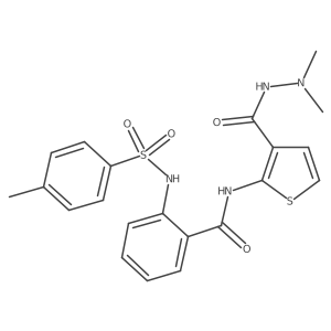 N-(3-(2,2-dimethylhydrazinecarbonyl)thiophen-2-yl)-2-(4-methylphenylsulfonamido)benzamide结构式