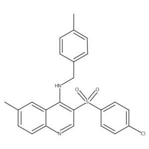 3-((4-chlorophenyl)sulfonyl)-6-methyl-N-(4-methylbenzyl)quinolin-4-amine结构式