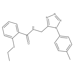 2-(ethylthio)-N-((1-(p-tolyl)-1H-tetrazol-5-yl)methyl)benzamide结构式