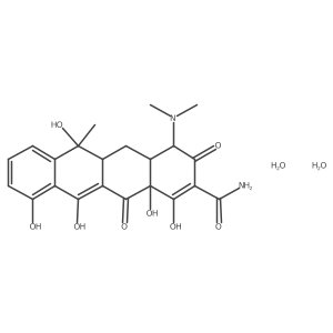 (4S,4AS,5aS,6S,12aS)-4-(dimethylamino)-3,6,10,12,12a-pentahydroxy-6-methyl-1,11-dioxo-1,4,4a,5,5a,6,11,12a-octahydrotetracene-2-carboxamide dihydrate结构式