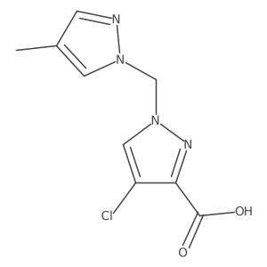 4-Chloro-1-((4-methyl-1H-pyrazol-1-yl)methyl)-1H-pyrazole-3-carboxylic acid结构式