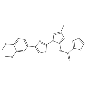 N-{1-[4-(3,4-dimethoxyphenyl)-1,3-thiazol-2-yl]-3-methyl-1H-pyrazol-5-yl}furan-2-carboxamide结构式
