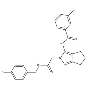 O=C(Cn1nc2c(c1NC(=O)c1cccc(Cl)c1)CSC2)NCc1ccc(F)cc1结构式