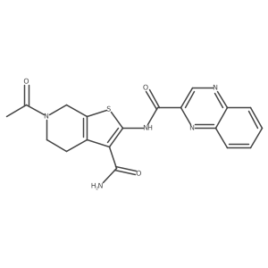 6-Acetyl-2-(quinoxaline-2-carboxamido)-4,5,6,7-tetrahydrothieno[2,3-c]pyridine-3-carboxamide结构式