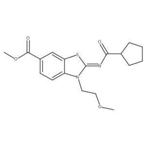 (E)-methyl 2-((cyclopentanecarbonyl)imino)-3-(2-methoxyethyl)-2,3-dihydrobenzo[d]thiazole-6-carboxylate Structure