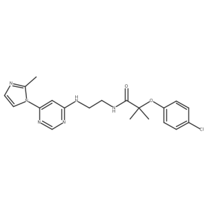 2-(4-chlorophenoxy)-2-methyl-N-(2-((6-(2-methyl-1H-imidazol-1-yl)pyrimidin-4-yl)amino)ethyl)propanamide Structure