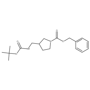 3-(tert-Butoxycarbonylaminomethyl)pyrrolidine-1-carboxylic acid benzyl ester结构式