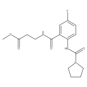 methyl N-({5-fluoro-2-[(pyrrolidin-1-ylcarbonyl)amino]phenyl}carbonyl)-beta-alaninate结构式