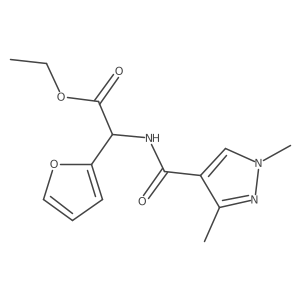 Ethyl 2-[(1,3-dimethylpyrazole-4-carbonyl)amino]-2-(furan-2-yl)acetate Structure