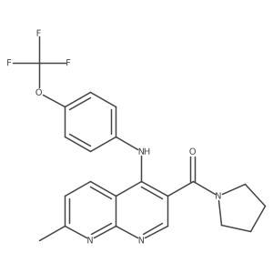 (7-Methyl-4-((4-(trifluoromethoxy)phenyl)amino)-1,8-naphthyridin-3-yl)(pyrrolidin-1-yl)methanone Structure