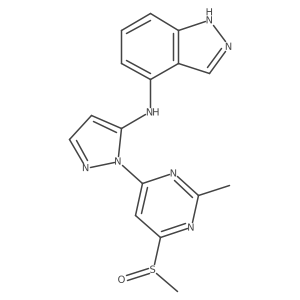 N-(1-(2-methyl-6-(methylsulfinyl)pyrimidin-4-yl)-1H-pyrazol-5-yl)-1H-indazol-4-amine Structure