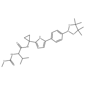 [2-Methyl-1-(1-{5-[4-(4,4,5,5-tetramethyl-[1,3,2]dioxaborolan-2-yl)-phenyl]-1H-imidazol-2-yl]-cyclopropylcarbamoyl)-propyl}-carbamic acid methyl ester Structure