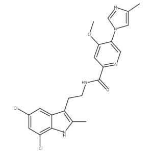 N-[2-(5,7-dichloro-2-methyl-1h-indol-3-yl)ethyl]-4-methoxy-5-(4-methyl-1h-imidazol-1-yl)-2-pyridinecarboxamide结构式