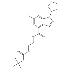 tert-butyl (2-{[(1-cyclopentyl-6-methyl-1H-pyrazolo[3,4-b]pyridin-4-yl)carbonyl]amino}ethyl)carbamate结构式