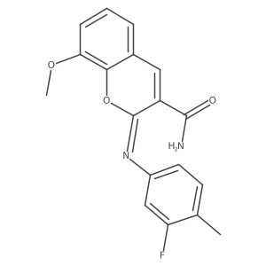 (2Z)-2-[(3-fluoro-4-methylphenyl)imino]-8-methoxy-2H-chromene-3-carboxamide结构式